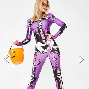 Purple pop art skeleton body suit